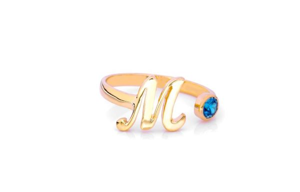 One Initial Ring With Topaz