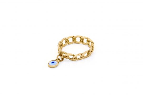 Link Chain Ring With An Evil Eye