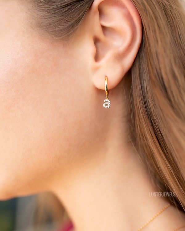 Hanging Initial Earrings with Diamonds