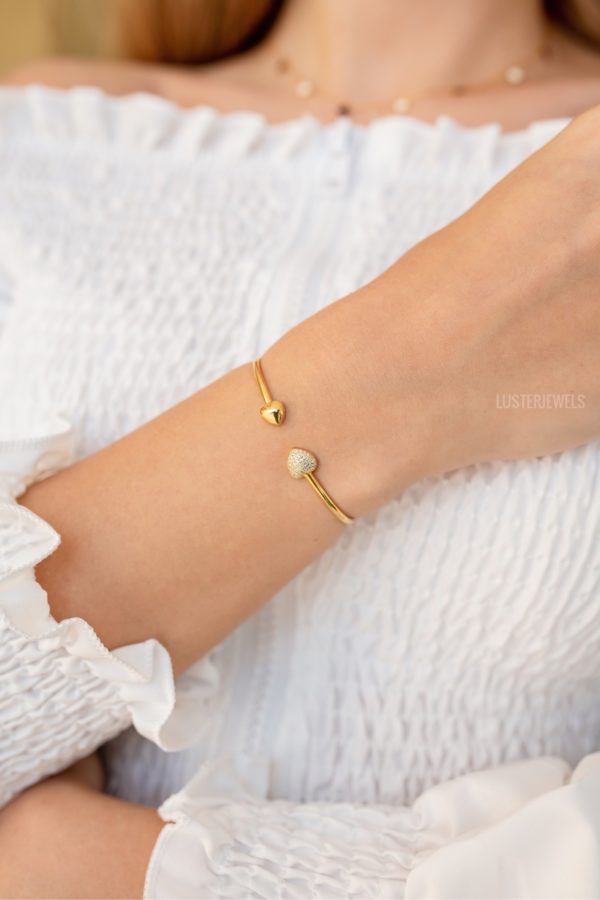 Heart Bangle With Diamonds