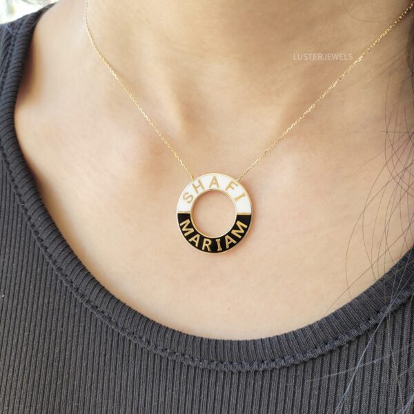 Circle Name Necklace With Enamel